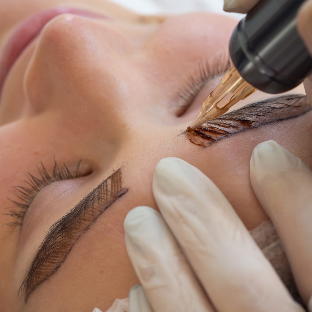 female-client-going-through-microblading-treatment